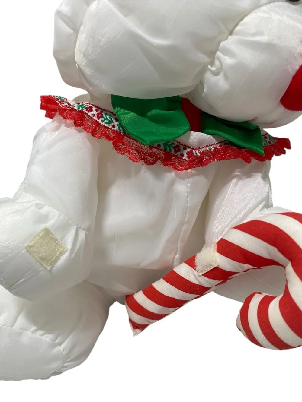 The 1988 Fisher-Price Puffalump White Christmas Mouse Candy Cane Plush 8033 Nylo